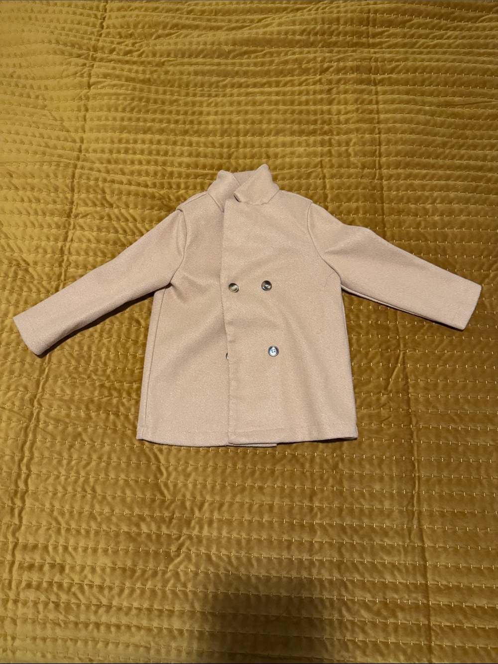 SHEIN Light Pink Double-Breasted Pea Coat for Kids